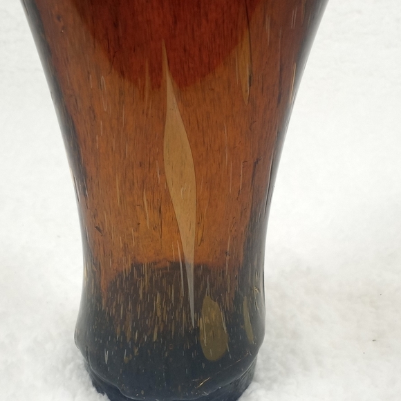 Vintage Amber Brown Root Beer Hand Blown Vase - Picture 10 of 12